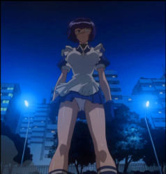 Rule 34 | 00s, 1girl, cowboy shot, female focus, ikkitousen, maid, outdoors, panties, plant, ryomou shimei, screencap, sky, solo, standing, stitched, third-party edit, tree, underwear, upskirt, white panties
