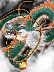 Rule 34 | antlers, dragon, dragon ball, dragon ball (object), eastern dragon, holding, horns, no humans, open mouth, red eyes, runa (edoraq1961), scales, sharp teeth, shenron, solo, teeth, whiskers