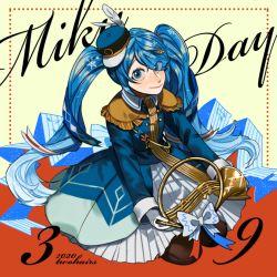 Rule 34 | 1girl, absurdly long hair, aqua eyes, aqua hair, artist name, artist request, band uniform, beamed eighth notes, black pantyhose, blue eyes, blue hair, blue hat, blue ribbon, breasts, collar, collared shirt, confetti, eighth note, epaulettes, feathers, female focus, full body, gloves, hair ornament, hairclip, hat, hat feather, hatsune miku, holding, holding instrument, horn ornament, horns, instrument, long hair, long sleeves, looking at viewer, mini hat, miniskirt, musical note, pantyhose, parted lips, quarter note, red ribbon, ribbon, shirt, sidelocks, sitting, skirt, small breasts, smile, solo, twintails, twohairs, uniform, very long hair, vocaloid, vs41123, white collar, white feathers, white gloves, white ribbon, white skirt, x hair ornament, yuki miku, yuki miku (2020)