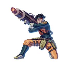 Rule 34 | 1boy, :&lt;, aiming, armor, bardock, black hair, boots, crossover, dragon ball, dragonball z, faulds, full body, glint, gloves, gun, headband, highres, holding, holding gun, holding weapon, huge weapon, long sleeves, male focus, md5 mismatch, metal gear (series), on one knee, pants, parody, resized, resolution mismatch, scouter, shin guards, shoes, short hair, sneakers, solo, son goku, source smaller, spiked hair, strap, transparent background, two-handed, upscaled, weapon, white gloves, zededge
