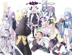 Rule 34 | ..., 1boy, 6+girls, :&lt;, :d, ^ ^, absurdly long hair, ahoge, angry, animal ear headwear, animal ears, arm support, armband, arrow (symbol), atsuko (blue archive), azusa (blue archive), belt, black coat, black footwear, black gloves, black hair, black leotard, black skirt, blonde hair, blue archive, blue hair, blush, blush stickers, boots, bow, braid, bridal gauntlets, brown hair, business suit, cat ears, cat girl, cat tail, cheek-to-cheek, chise (blue archive), closed eyes, coat, coat on shoulders, collared shirt, commentary request, crossed arms, demon girl, demon horns, demon wings, detached sleeves, dogeza, doyagao, empty eyes, faceless, faceless female, fake animal ears, feathered wings, flower, flying sweatdrops, forehead, formal, fox ears, fox girl, fox tail, frilled skirt, frills, full body, fur-trimmed coat, fur trim, gloves, grey eyes, grey hair, habit, hair bow, hair bun, hair flower, hair ornament, hair ribbon, hair scrunchie, hair tubes, hairband, hairclip, halo, hand on own hip, hands on own hips, headgear, headphones, heads together, heart, heart tail, high heels, highres, himari (blue archive), hina (blue archive), hood, hooded coat, horns, jacket, japanese clothes, knee boots, kneehighs, leaf, leaf on head, leotard, light brown hair, long hair, long sleeves, looking at another, looking away, low-tied long hair, low ponytail, low twintails, lying, lying on person, mari (blue archive), mary janes, midori (blue archive), mika (blue archive), military, military uniform, miyu (blue archive), momoi (blue archive), multiple girls, necktie, noa (blue archive), nonomi (blue archive), nun, obi, off shoulder, on stomach, one side up, oni, oni horns, open mouth, orange hair, pantyhose, parted bangs, parted lips, peeking out, pencil skirt, pink hair, plaid, plaid skirt, pleated skirt, pointy ears, ponytail, purple eyes, purple hair, rabbit ears, recycle bin, red eyes, ribbon, sash, school uniform, scrunchie, seia (blue archive), seiza, sensei (blue archive), serafuku, shaded face, shadow, shirt, shoes, short hair, short sleeves, siblings, sidelocks, simple background, single braid, single side bun, sisters, sitting, skirt, sleeves past wrists, smile, smug, sneakers, socks, squatting, standing, suit, suspender skirt, suspenders, tail, tail bow, tail ornament, tail ribbon, thighhighs, thighs, tonomiya68, tress ribbon, triangle mouth, turtleneck, twin braids, twins, twintails, two side up, uniform, v arms, very long hair, wheelchair, white background, white coat, white footwear, white hair, white pantyhose, white wings, wide sleeves, wings, yuuka (blue archive), zettai ryouiki
