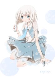 Rule 34 | 1girl, blue eyes, hiro (hirohiro31), original, short hair, solo, white hair