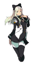 Rule 34 | 1girl, alternate costume, black bow, black dress, black footwear, black thighhighs, blonde hair, boots, bow, breasts, brooch, cross-laced clothes, dress, green eyes, green nails, hair bow, hair ornament, hair ribbon, jewelry, long hair, long sleeves, looking to the side, nail polish, pants, ribbon, sidelocks, simple background, small breasts, so3fans, solo, sophia esteed, star ocean, star ocean till the end of time, thigh boots, thigh gap, thighhighs, triangle mouth, vest, white background