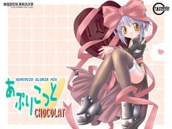 Rule 34 | chocolate, highres, ishihara masumi, priest, priest (ragnarok online), ragnarok online, ribbon, short hair, smile, solo, thighhighs, wallpaper