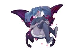 Rule 34 | bandages, bandage over eye, blue hair, boots, crazy eyes, fairy, mon-musu quest!, panties, pantyshot, smile, thighs, titania (mon-musu quest!), twintails, un do, undead, underwear, white panties, wings