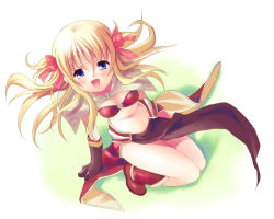 Rule 34 | 1girl, :d, blonde hair, blue eyes, from above, kunai uri, looking at viewer, mage (ragnarok online), magician, open mouth, pelvic curtain, ragnarok online, smile, solo