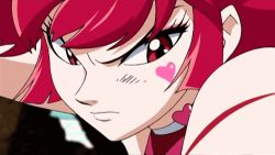 Rule 34 | 1girl, animated, animated gif, blood, blood lick, cut, cutie honey, cutie honey (character), grin, heart, kisaragi honey, lowres, magical girl, makeup, re: cutie honey, red eyes, red hair, short hair, smile, solo