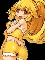 Rule 34 | 10s, 1girl, animated, animated gif, ass, blonde hair, blush, choker, cure peace, dress, hair flaps, hair ornament, kise yayoi, long hair, looking back, magical girl, ponytail, precure, shigatake, shorts, smile precure!, solo, tears, transparent background, yellow dress, yellow eyes, yellow shorts, yellow theme