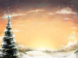 Rule 34 | christmas, christmas ornaments, cloud, cloudy sky, commentary, commentary request, landscape, leona (yun laurant), mountain, no humans, original, outdoors, pine tree, scenery, sky, snow, snowing, star (sky), starry sky, tree, twilight