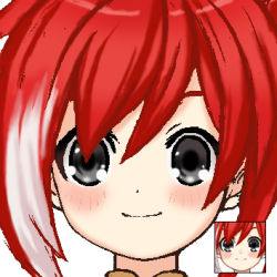 Rule 34 | 10s, 1girl, black eyes, blush, close-up, lowres, mususuda, neptune (series), red (neptunia), red hair, solo
