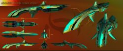 Rule 34 | 3d, amarr empire (eve online), character sheet, commentary, concept art, cruiser (eve online), emblem, eve online, from side, glowing, gordon131, highres, military vehicle, multiple views, no humans, orange background, original, science fiction, spacecraft, thrusters, vehicle focus
