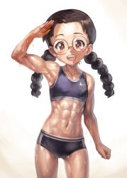 1girl abs fukuda_haru girls_und_panzer muscular muscular_female sweat tagme yilx