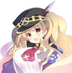 Rule 34 | 1girl, ascot, blonde hair, blush, breasts, granblue fantasy, hat, komo da, large breasts, long hair, monika weisswind, open mouth, peaked cap, smile, solo, twintails