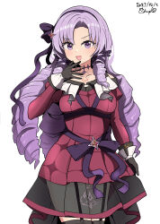 Rule 34 | 1girl, absurdres, black gloves, black hairband, black thighhighs, breasts, chest tattoo, chups, claw ring, commentary request, dated, dress, drill hair, drill sidelocks, garter straps, gloves, hairband, highres, hyakumantenbara salome, hyakumantenbara salome (1st costume), juliet sleeves, long hair, long sleeves, looking at viewer, medium breasts, nijisanji, off-shoulder dress, off shoulder, ojou-sama pose, parted bangs, puffy sleeves, purple eyes, purple hair, red dress, scorpion tattoo, sidelocks, signature, simple background, solo, tattoo, thighhighs, virtual youtuber, white background