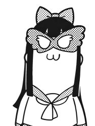Rule 34 | 10s, 1girl, :3, adjusting eyewear, animated, animated gif, bespectacled, bkub, bow, chibi, cptnameless, facing viewer, glass, glasses, greyscale, hair bow, halftone, long hair, looking at viewer, looping animation, monochrome, neckerchief, pipimi, poptepipic, sailor collar, school uniform, serafuku, sidelocks, simple background, solo, upper body, white background