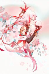 Rule 34 | 1girl, absurdres, bare shoulders, breasts, character request, closed eyes, closed mouth, commentary request, cropped torso, dress, floral background, flower, fu hua, fu hua (phoenix), gloves, hair between eyes, hand up, highres, holding, honkai (series), honkai impact 3rd, long hair, o-ring, orb, pink flower, pink hair, profile, red gloves, sleeveless, sleeveless dress, small breasts, solo, upper body, very long hair, white dress, xiaoxiaoanye