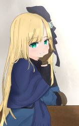 Rule 34 | 1girl, arm support, atsumisu, bad id, bad pixiv id, beret, black hat, black ribbon, blonde hair, blue dress, blush, brown gloves, closed mouth, commentary request, dress, fate (series), flower, fur-trimmed sleeves, fur trim, gloves, green eyes, hair flower, hair ornament, hat, head in hand, head rest, long hair, long sleeves, lord el-melloi ii case files, reines el-melloi archisorte, ribbon, rose, smile, solo, tilted headwear, upper body, very long hair, white flower, white rose