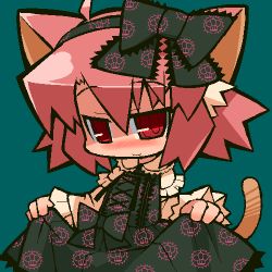 Rule 34 | animal ears, bow, cat ears, cat tail, chibi, goth fashion, lowres, oekaki, solo, tail