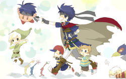 Rule 34 | 5boys, black eyes, black hair, blonde hair, blue eyes, blue hair, brown hair, cape, child, claus (mother 3), falco lombardi, fire emblem, fire emblem: path of radiance, flower, gloves, hat, headband, ike (fire emblem), kirby, kirby (series), link, lucas (mother 3), male focus, mother (game), mother 2, mother 3, multiple boys, ness (mother 2), nintendo, pikmin (creature), pikmin (series), pointy ears, smile, star fox, super smash bros., the legend of zelda, toon link