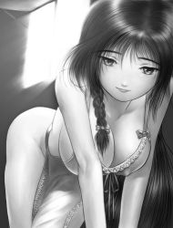 Rule 34 | all fours, apron, bottomless, braid, breasts, cleavage, covered erect nipples, large breasts, lowres, monochrome, no bra, nude, s zenith lee