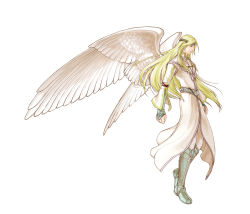 Rule 34 | 1boy, arms at sides, blonde hair, fire emblem, fire emblem: path of radiance, fire emblem: radiant dawn, from side, full body, green eyes, highres, kita senri, long hair, male focus, nintendo, official art, reyson, simple background, solo, tiara, very long hair, white background, wings