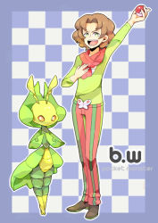 Rule 34 | 10s, brown hair, burgh (pokemon), creatures (company), game freak, gen 5 pokemon, gym leader, leavanny, nintendo, pants, pokemon, pokemon (creature), pokemon bw, rikuo (artist), scarf, striped clothes, striped pants