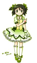 Rule 34 | 10s, 1boy, 2011, bad id, bad pixiv id, bow, bubble skirt, choker, command spell, cosplay, creator connection, crossdressing, dated, fate/stay night, fate/zero, fate (series), frills, gloves, green eyes, green hair, green theme, hair bow, kaname madoka, kaname madoka (cosplay), magical girl, mahou shoujo madoka magica, mahou shoujo madoka magica (anime), male focus, matching hair/eyes, nongqiling, parody, parted bangs, short hair, signature, simple background, skirt, socks, solo, style parody, trap, urobuchi gen, watermark, waver velvet, white background, white gloves