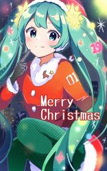 Rule 34 | 1girl, 39, aoiyui, aqua eyes, aqua hair, black gloves, blurry, blush, christmas, cityscape, closed mouth, commentary, cowboy shot, depth of field, dress, finger to own chin, fur-trimmed dress, fur-trimmed headwear, fur trim, gloves, glowing, green legwear, hair ornament, hat, hatsune miku, highres, looking at viewer, merry christmas, night, number hair ornament, red dress, red hat, reindeer, santa hat, silhouette, smile, solo, star (symbol), star hair ornament, twintails, vocaloid
