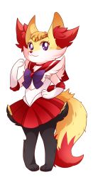 Rule 34 | animal ear fluff, animal nose, bishoujo senshi sailor moon, braixen, circlet, clothed pokemon, cosplay, creatures (company), full body, game freak, gen 6 pokemon, highres, looking at viewer, nintendo, non-web source, pigeon-toed, pink (4chan), pokemon, purple eyes, red skirt, sailor mars, sailor mars (cosplay), skirt, smile, snout, solo, standing, transparent background