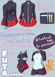 Rule 34 | academy, artist name, artist request, clothes, costume, english text, hard-translated, leotard, neone, neone-x, newan, no humans, school uniform, shirt, simple background, t-shirt, tagme, text focus, third-party edit, uniform