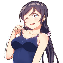 Rule 34 | 10s, 1girl, blush, embarrassed, green eyes, long hair, looking at viewer, love live!, love live! school idol festival, love live! school idol project, open mouth, purple hair, simple background, tojo nozomi, twintails, twitter username, white background