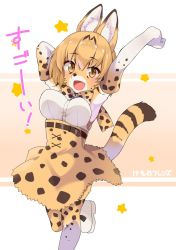 Rule 34 | 10s, 1girl, animalization, artist request, brown eyes, brown hair, furry, highres, kemono friends, open mouth, serval (kemono friends), short hair, translation request