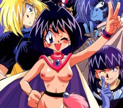 Rule 34 | amelia wil tesla seyruun, breasts, clothed male nude female, gourry gabriev, j.c. staff, jpeg artifacts, nipples, nude, nude filter, slayers, third-party edit, v, xelloss, zelgadiss graywords