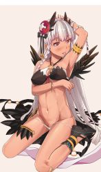Rule 34 | 1girl, :p, absurdres, arm garter, armpits, bad id, bad pixiv id, bandaid, bandaid on knee, bandaid on leg, black valkyrie (p&amp;d), blush, bracelet, braid, breasts, dark valkyrie (p&amp;d), groin, heart, heart-shaped pupils, highres, jewelry, long hair, md5 mismatch, navel, panties, pink eyes, piza rokumai, puzzle &amp; dragons, silver hair, simple background, sitting, solo, symbol-shaped pupils, tongue, tongue out, twin braids, underwear, valkyrie (p&amp;d), wariza, white panties
