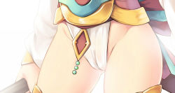 Rule 34 | 10s, 1girl, andira (granblue fantasy), arms at sides, bad id, bad pixiv id, cameltoe, cleft of venus, close-up, contrapposto, covered clitoris, dengliziti, granblue fantasy, groin, head out of frame, hip focus, partially visible vulva, solo, staff, standing, thighs