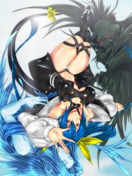 Rule 34 | 1girl, arc system works, asymmetrical wings, bare shoulders, blue hair, bow, breasts, cleavage, detached sleeves, dizzy (guilty gear), guilty gear, guilty gear x, guilty gear xx, hair bow, hair ribbon, large breasts, long hair, md5 mismatch, red eyes, resolution mismatch, ribbon, solo, source smaller, twintails, wings, yamaneko