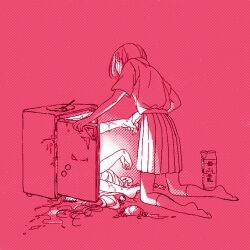 Rule 34 | 2girls, corpse, fridge, milk carton, multiple girls, murder, refrigerator, shokugyo