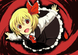 Rule 34 | 1girl, bad id, bad pixiv id, blonde hair, embodiment of scarlet devil, fang, female focus, hair ribbon, necktie, red eyes, red necktie, ribbon, rumia, short hair, solo, touhou, tsuttsu