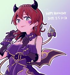 Rule 34 | 1girl, :p, alternate hairstyle, an alluring devil (love live!), aqua eyes, artist name, artist request, bare shoulders, black dress, black gloves, black wings, blue eyes, blush, bow, bracelet, braid, breasts, brown hair, buttons, center frills, cleavage, collarbone, curly hair, demon horns, demon tail, demon wings, detached collar, dress, dress bow, earrings, elbow gloves, emma verde, facial mark, facial tattoo, fake demon horns, female focus, freckles, frilled dress, frills, gem, gloves, hair between eyes, heart, heart (symbol), heart earrings, heart necklace, heart print, heart tail, heart tattoo, highres, horns, jewelry, lace, lace gloves, long hair, looking at viewer, love live!, love live! nijigasaki high school idol club, love live! school idol festival, love live! school idol festival all stars, medium breasts, miniskirt, necklace, parted lips, pearl (gemstone), pearl bracelet, pearl necklace, plaid, plaid dress, plaid skirt, playing with own hair, pleated, pleated dress, pleated skirt, purple bow, purple detached collar, purple dress, purple ribbon, purple skirt, purple wings, purple wrist cuffs, red hair, ribbon, short hair, skirt, sleeveless, sleeveless dress, smile, solo, striped clothes, striped dress, striped skirt, tail, tattoo, tongue, tongue out, vertical-striped clothes, vertical-striped dress, vertical-striped skirt, wing earrings, wings, worried, wrist cuffs