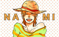 Rule 34 | 1girl, character name, hat, lillil (1212neko), nami (one piece), one piece, orange hair, short hair, smile, solo, straw hat