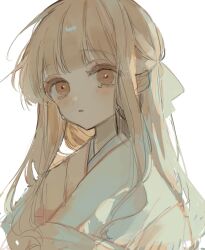Rule 34 | 1girl, absurdres, crying, highres, japanese clothes, kimono, kyuumura, long hair, looking at viewer, original, simple background, sketch, solo, tears, upper body, white background