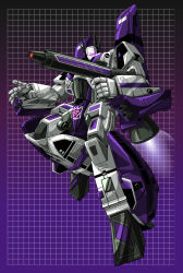 Rule 34 | bad id, bad twitter id, choujikuu yousai macross, commentary, commission, dark persona, decepticon, english commentary, gun, gunpod, head tilt, highres, holding, holding gun, holding weapon, insignia, jetfire, looking at viewer, macross, makoto ono, mecha, no humans, open hand, robot, science fiction, solo, thrusters, transformers, variable fighter, vf-1, vf-1 super, vf-1s, visor, weapon