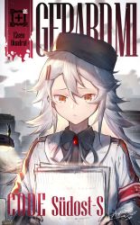 Rule 34 | 1girl, ahoge, black gloves, blush, brown eyes, buttons, character name, cityscape, closed mouth, collared shirt, cowboy shot, cropped legs, dated, double-breasted, frown, gepard m1 (girls&#039; frontline), girls&#039; frontline, gloves, grey ribbon, grey shirt, hair between eyes, hair ornament, hairclip, hat, heiwari kanade, highres, holding, holding paper, jacket, light, long hair, looking at viewer, messy hair, military, military jacket, military uniform, outdoors, paper, shirt, sidelocks, signature, silver hair, skirt, smile, snow, snowing, solo, sweatdrop, uniform, very long hair