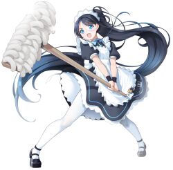 Rule 34 | 1girl, aris (blue archive), black hair, blue archive, blue eyes, highres, koflif, looking at viewer, maid, open mouth, short sleeves, simple background, solo