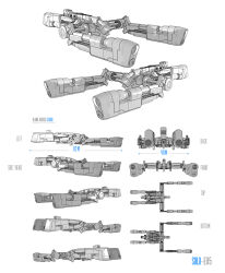 Rule 34 | 3d, absurdres, blaineburgos, character sheet, commentary, concept art, eve online, frigate (eve online), from side, greyscale, highres, military vehicle, monochrome, multiple views, no humans, original, science fiction, simple background, spacecraft, thrusters, vehicle focus, white background