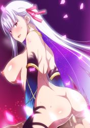 Rule 34 | 1boy, 1girl, armlet, ass, back, blush, breasts, censored, collar, cowgirl position, cum, cum in pussy, earrings, fate/grand order, fate (series), girl on top, hair ribbon, hara (harayutaka), hetero, highres, jewelry, kama (fate), kama (third ascension) (fate), large breasts, long hair, metal collar, mosaic censoring, nipples, open mouth, penis, petals, pussy, red eyes, ribbon, sex, silver hair, smile, solo focus, straddling, sweat, thighs, vaginal