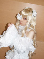 Rule 34 | blonde hair, cosplay, dress, eyepatch, flower, frills, houtou singi (model), kirakishou, photo (medium), rozen maiden