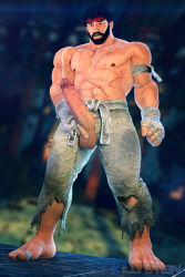Rule 34 | 1boy, 3d, abs, bandages, bara, beard, biceps, black hair, brown eyes, capcom, cum, eyebrows, facial hair, headband, highres, male focus, masturbation, muscular, pectorals, penis, realistic, ryu (street fighter), scar, solo, street fighter, street fighter v, testicles, thick eyebrows, topless male, torn clothes, uncensored