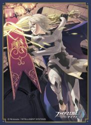 Rule 34 | 1boy, armor, barefoot, cape, copyright name, corrin (fire emblem), corrin (male) (fire emblem), corrin (male) (fire emblem), fire emblem, fire emblem cipher, fire emblem fates, full body, gauntlets, gloves, glowing, glowing weapon, hair between eyes, holding, holding weapon, kozaki yuusuke, male focus, nintendo, official art, pointy ears, red eyes, short hair, solo, sword, weapon, white hair
