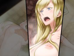 Rule 34 | 1girl, anne beart, ass, blonde hair, blue eyes, breasts, game cg, huge breasts, liarsoft, long hair, nude, ourai no gahkthun, scar, shower, solo, steampunk (liarsoft), wet